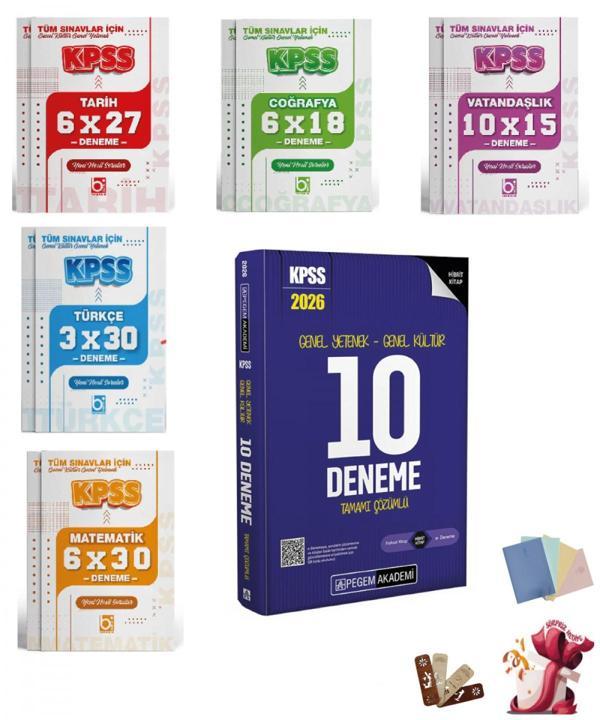 2026 KPSS Genel Yetenek Genel Kültür Tamamı Çözümlü Deneme Seti 6 Kitap Pegem ve Bigelio Yayıncılık - Bi bigelio - Image 1