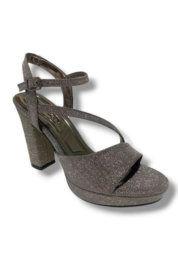 Erbay 342-25 Simli Yüksek Topuk Kadın Sandalet - Image 1