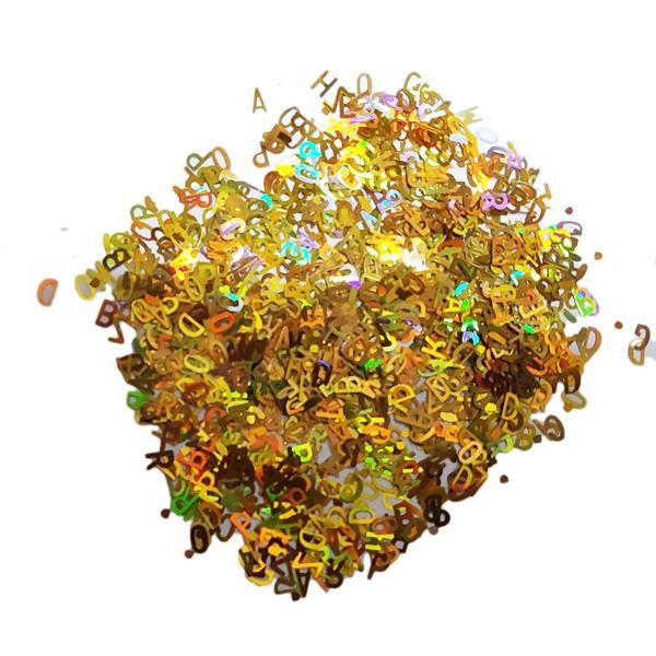 Karışık Glitter Harf Epoksi Reçine Harfleri 100 GRAM  Metalik Gold - Image 1