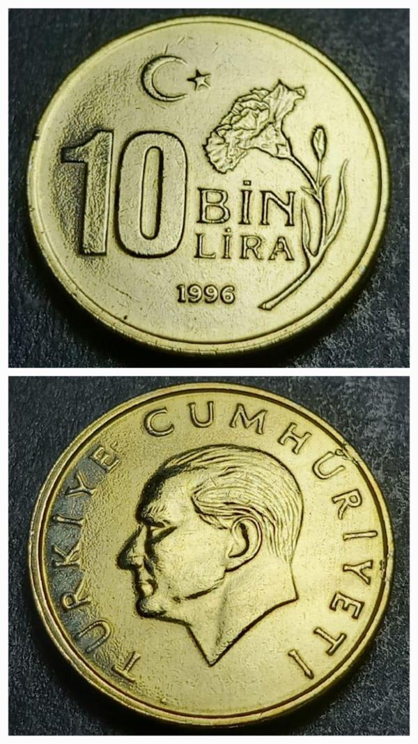 Escoines Koleksiyon 39963683a528bd342e 1996 Darphane Tedavül Setinden ÇİL 10Bin Eski Madeni Para - Image 1