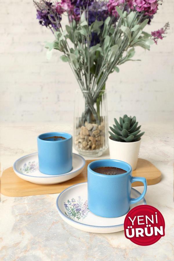 Keramika Elegant Blossoms Mavi Kahve Takımı 4 Parça 2 Kişilik 21789 - Image 1