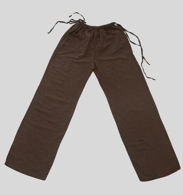 Kadın Yazlık %100 Keten Bol Paça Pantolon – Yandan Bağcıklı, Rahat Ve Bol Kesim - Image 1