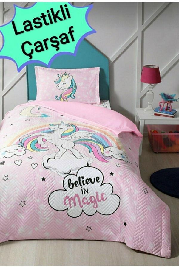 Özdilek Tek Kişilik Kapitoneli Nevresim Takımı Unicorn Lastikli Çarşaf - Image 1