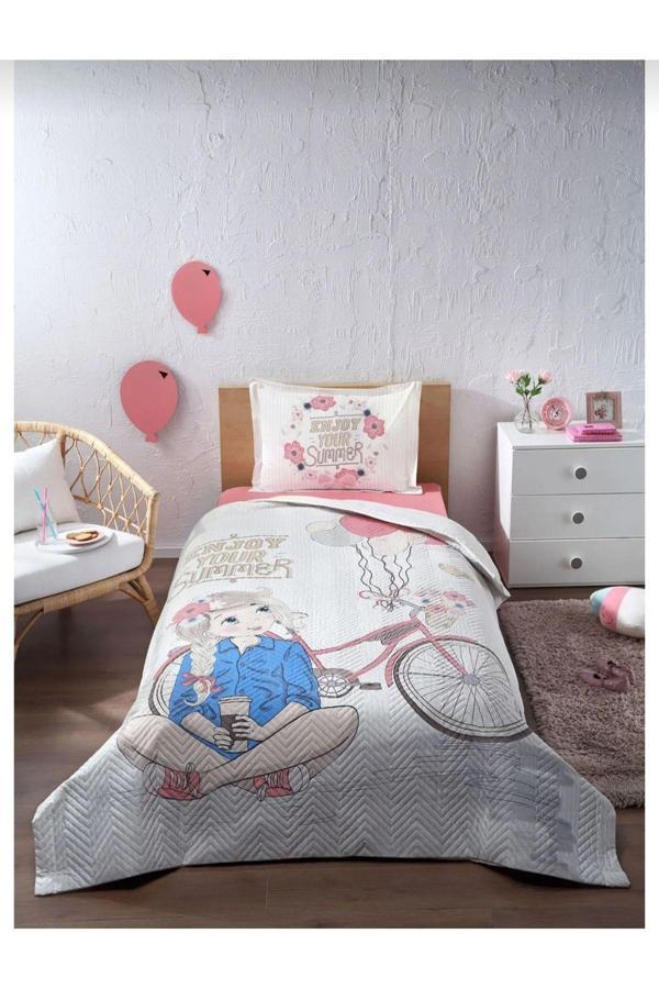 Özdilek Tek Kişilik Kapitoneli Nevresim Takımı Enjoy Pembe ( Dört Mevsim - Çok Amaçlı Set ) - Image 1