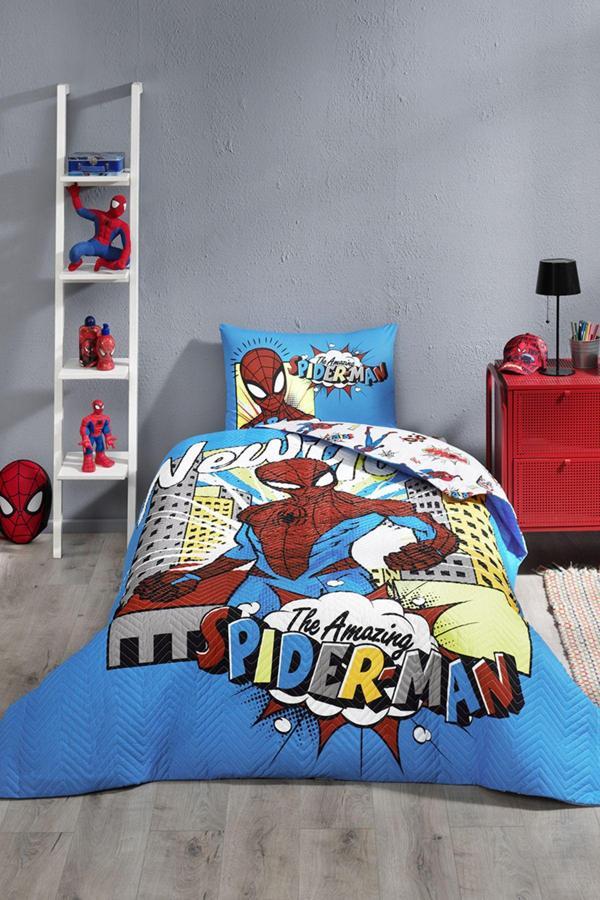 Özdilek Spiderman Newyork Tek Kişilik Disney Lisanslı Lastikli Fitted Çarşaf Kapitone Çocuk Nevresim - Image 1