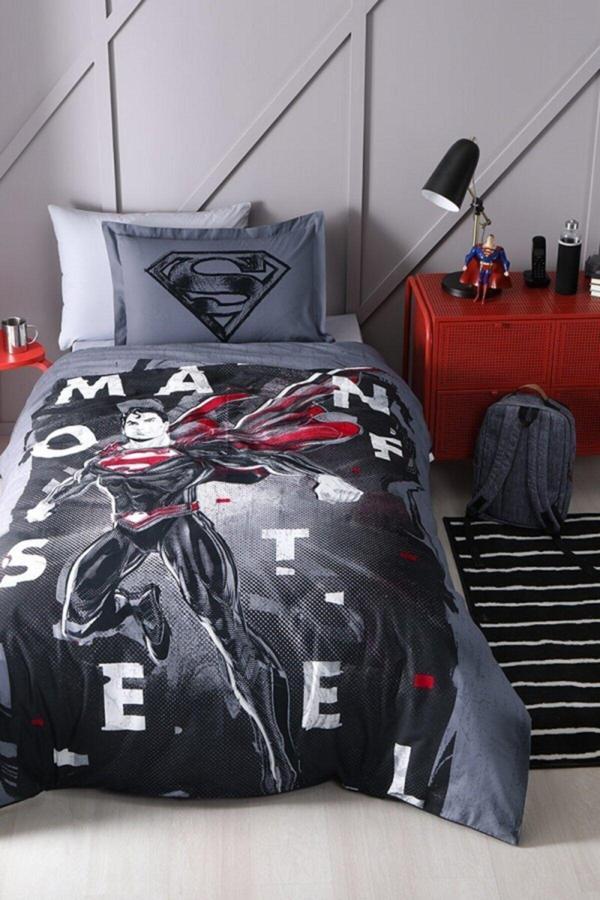 Özdilek Superman Steel Tek Kişilik Disney Lisanslı Nevresim Takımı Gri - Image 1