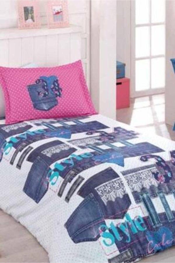 Özdilek Tek Kişilik Ranforce Nevresim Takımı Girl Denim - Image 1