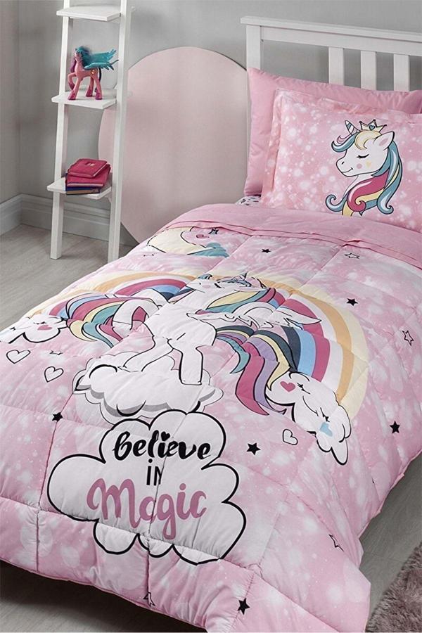 Özdilek Ranforce Tek Kişilik Çocuk Uyku Seti-Unicorn Pembe - Image 1