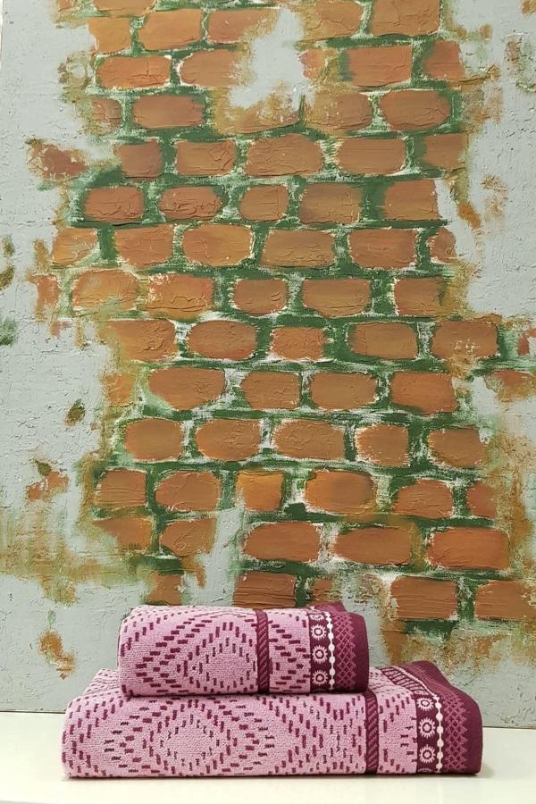 Özdilek Venna Plaj Boy Banyo Havlu Seti- 70X140 Cm+50X90 Cm-Pembe - Image 1