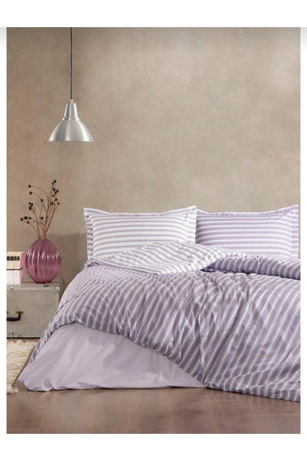 Özdilek Çift Kişilik ( Çarşafı Lastikli ) Nevresim Takımı Trioline Mor - Image 1