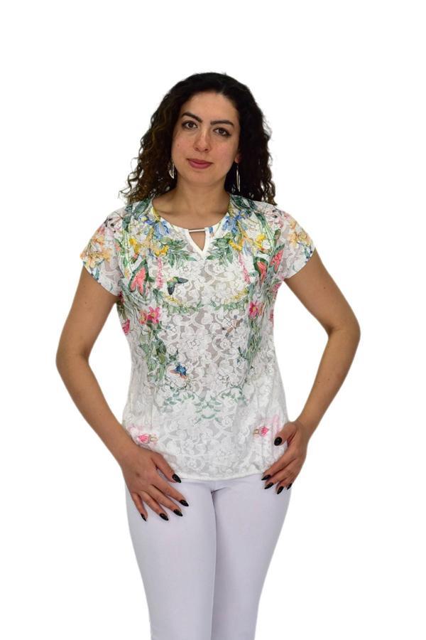 Kadın Kısa Kol Baskılı Bluz BGL-ST04691 - Image 1