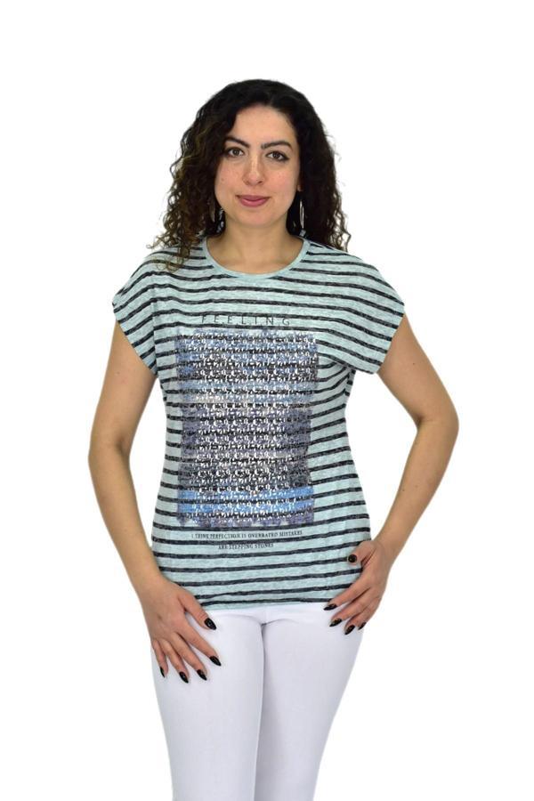 Kadın Kısa Kol Baskılı Bluz BGL-ST04707 - Image 1