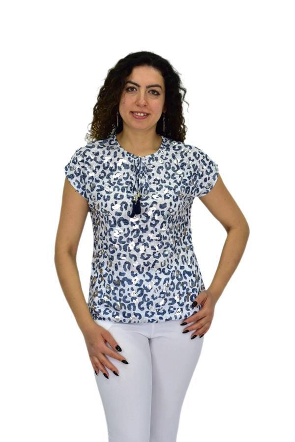 Kadın Kısa Kol Baskılı Bluz BGL-ST04692 - Image 1