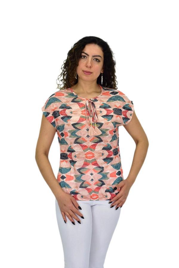 Kadın Kısa Kol Baskılı Bluz BGL-ST04693 - Image 1