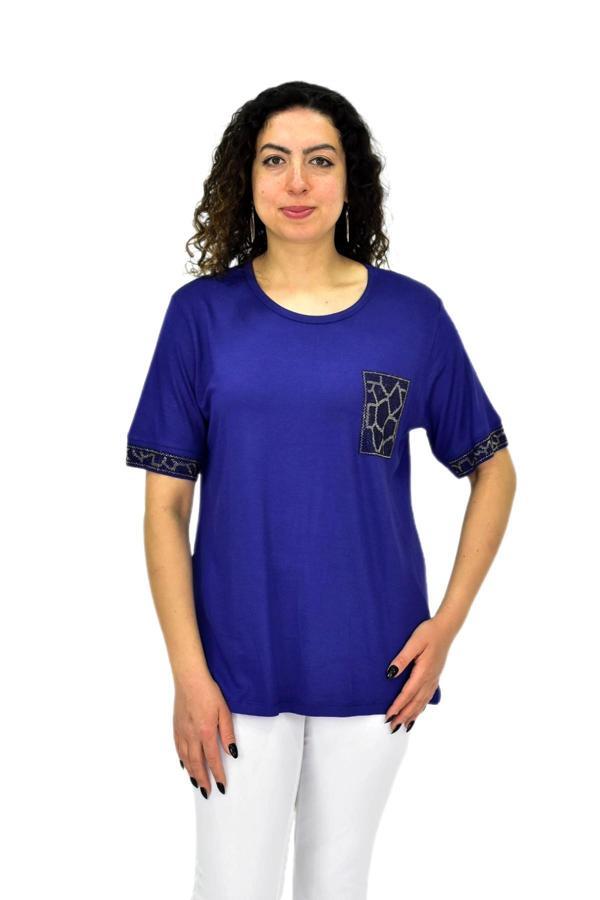 Kadın Kısa Kol Taşlı Bluz BGL-ST04709 - Image 1