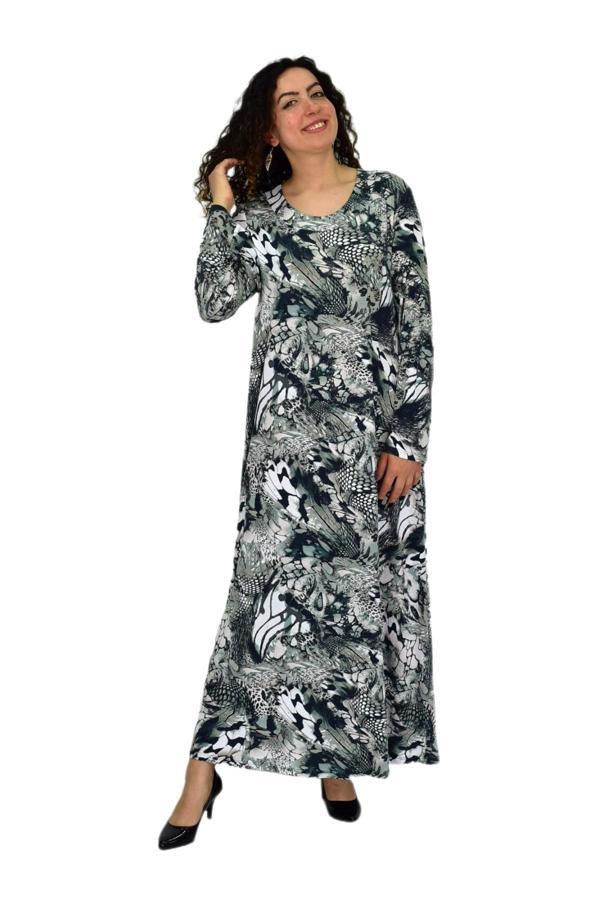 Kadın Uzun Kol Likralı Viskon Elbise BGL-ST04673 - Image 1