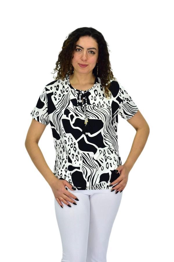 Kadın Kısa Kol Baskılı Bluz BGL-ST04701 - Image 1