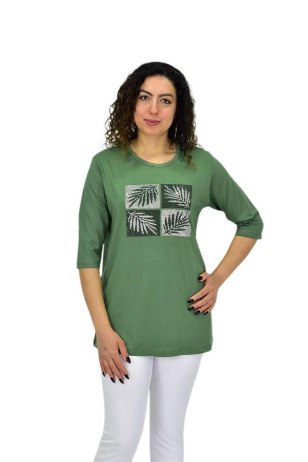 Kadın Kısa Kol Taşlı Bluz BGL-ST04710 - Image 1