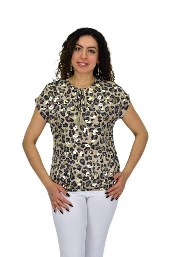 Kadın Kısa Kol Baskılı Bluz BGL-ST04705 - Image 1