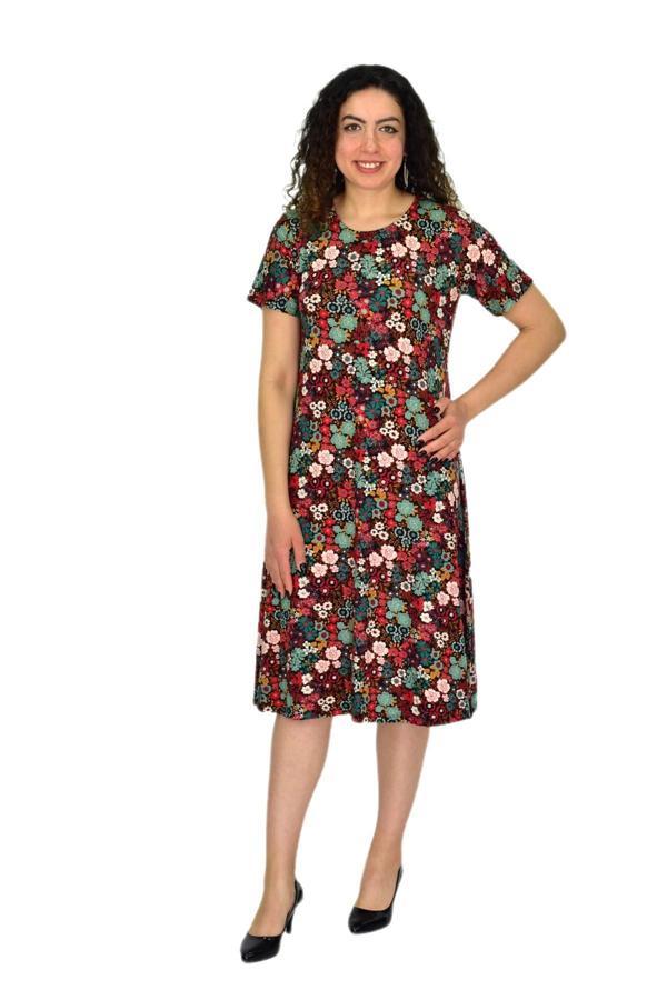 Kadın Kısa Kol Likralı Viskon Elbise BGL-ST04671 - Image 1