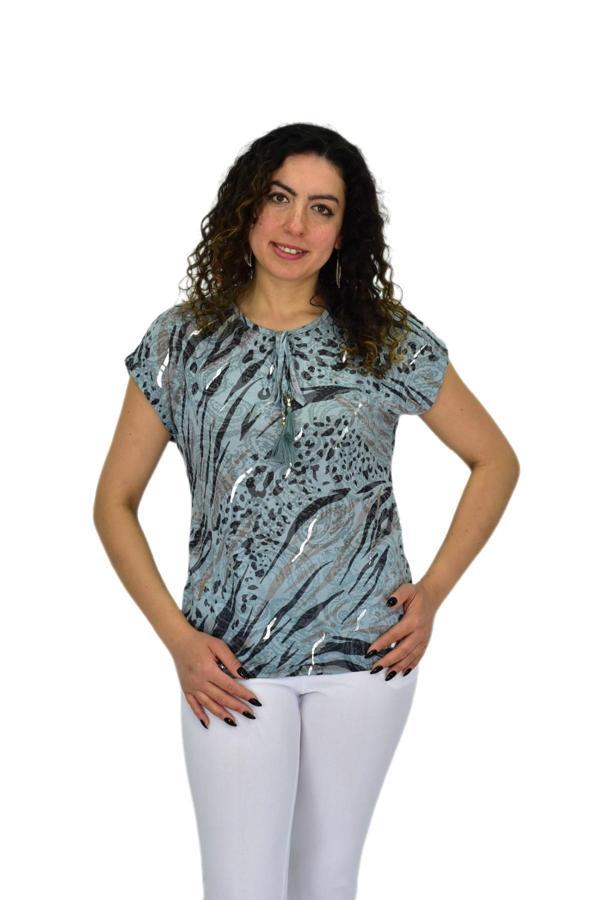 Kadın Kısa Kol Baskılı Bluz BGL-ST04706 - Image 1