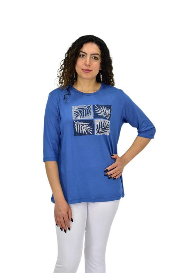 Kadın Kısa Kol Taşlı Bluz BGL-ST04710 - Image 1