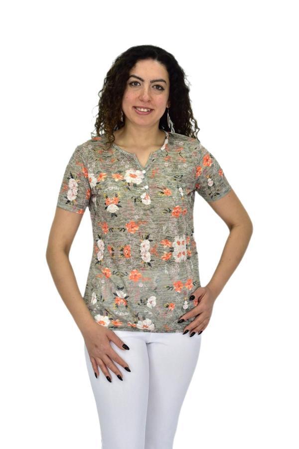 Kadın Kısa Kol Baskılı Bluz BGL-ST04688 - Image 1