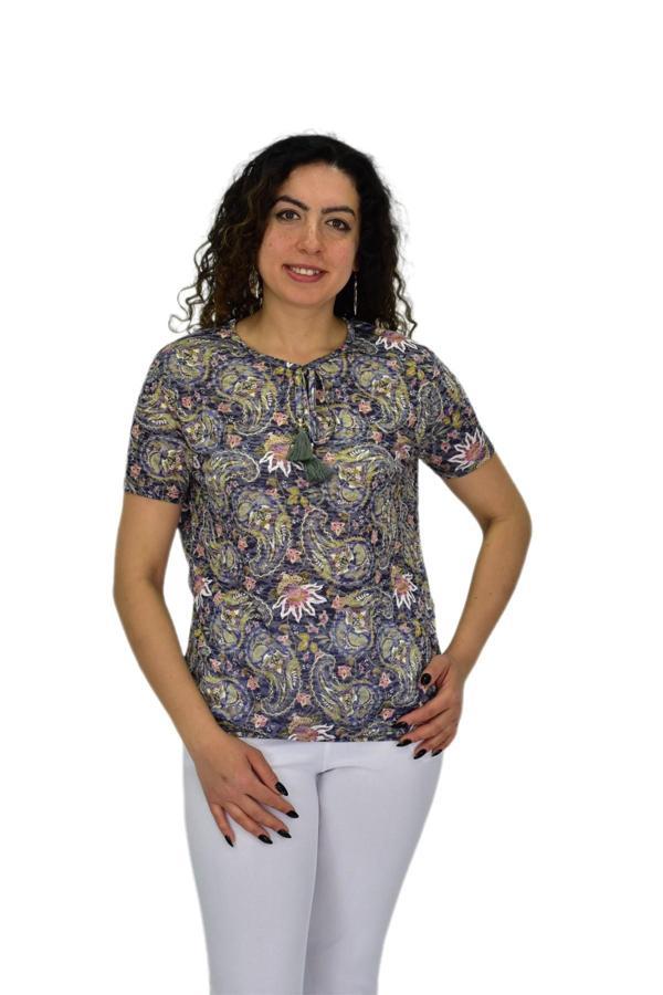 Kadın Kısa Kol Baskılı Bluz BGL-ST04689 - Image 1