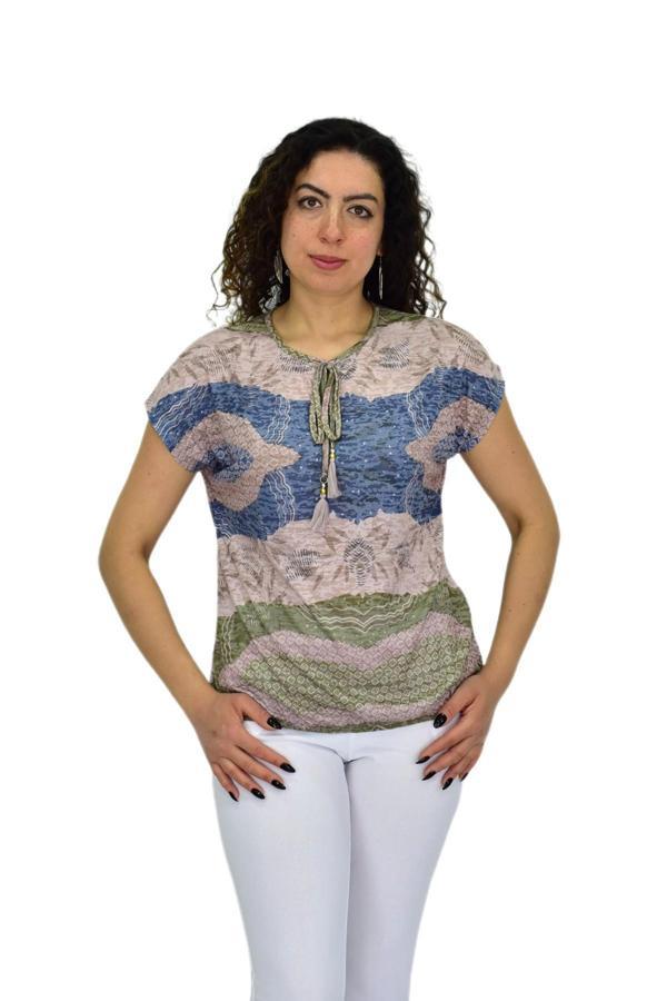 Kadın Kısa Kol Baskılı Bluz BGL-ST04694 - Image 1