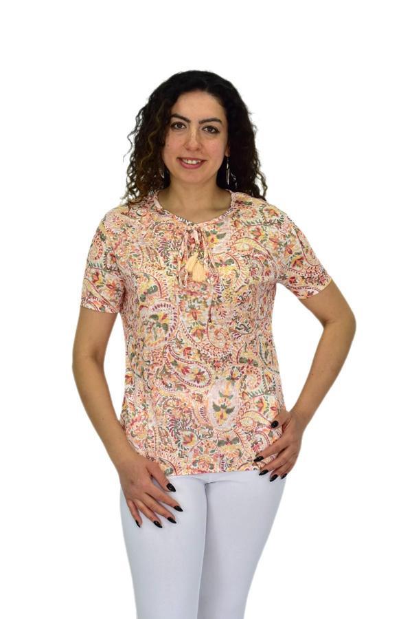 Kadın Kısa Kol Baskılı Bluz BGL-ST04703 - Image 1