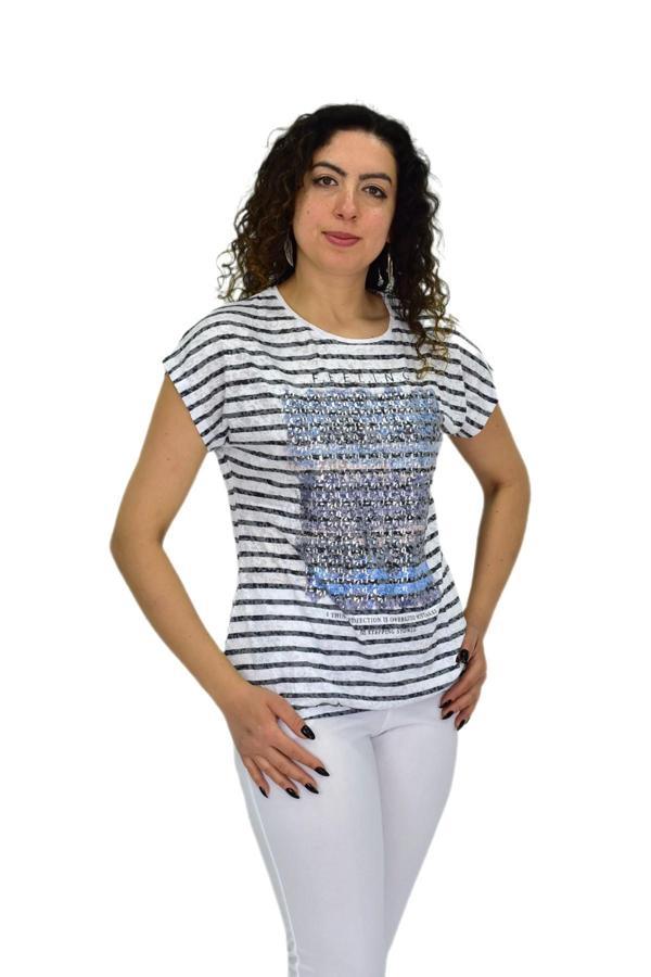 Kadın Kısa Kol Baskılı Bluz BGL-ST04696 - Image 1