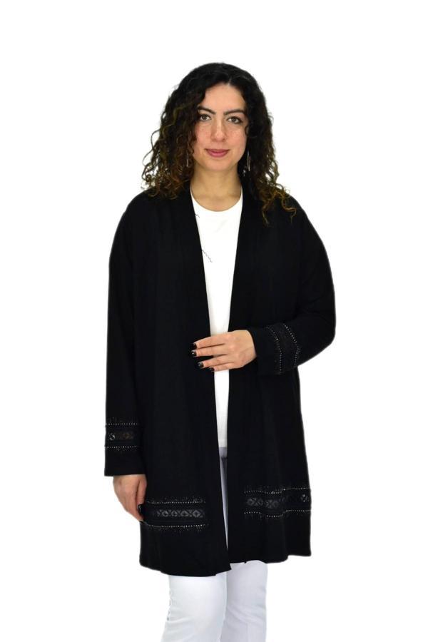 Kadın Siyah Likralı Viskon Hırka BGL-ST04678 - Image 1