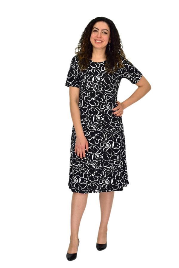 Kadın Kısa Kol Likralı Viskon Elbise BGL-ST04671 - Image 1