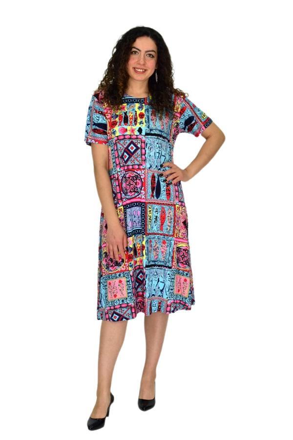 Kadın Kısa Kol Likralı Viskon Elbise BGL-ST04671 - Image 1