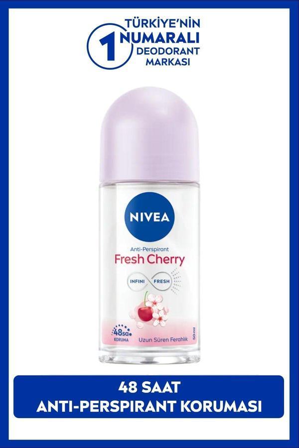 Kadın Roll-on Deodorant Fresh Cherry 50ml, Gün Boyu Ferahlık, Kiraz Kokusu, 48 Saat Ter Koruması - Image 1