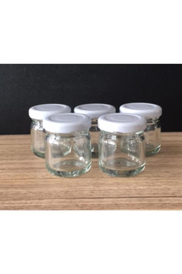 105 Adet 40 Cc Cam Kavanoz - Beyaz Kapak Hediyelik Hobi Düğün Nişan Mini Kavanoz - Image 1