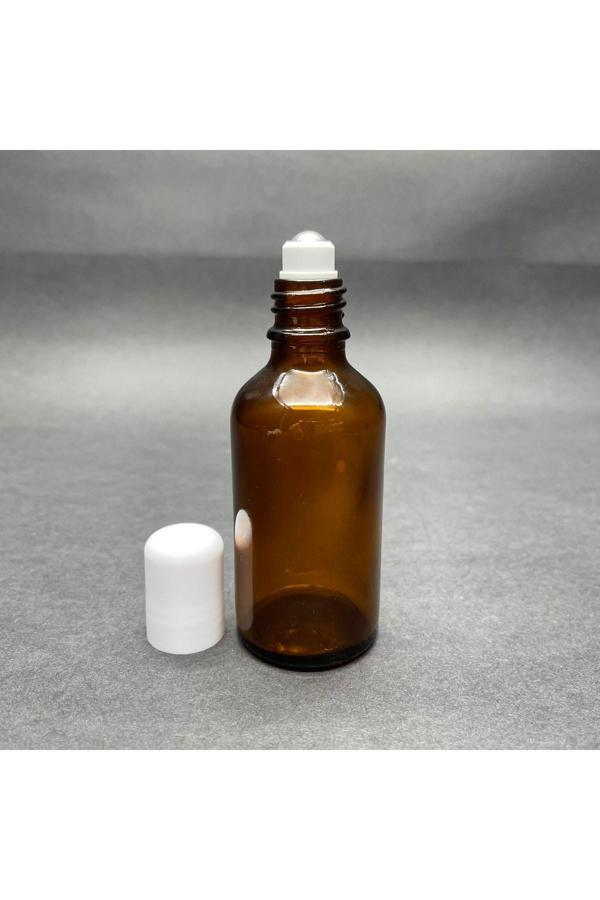 50 Cc Amber Cam Roll-on Şişesi - 50 Ml Çelik Bilyeli Şişe - Cam Roll On Şişe - Cam Şişe (66 Adet) - Image 1
