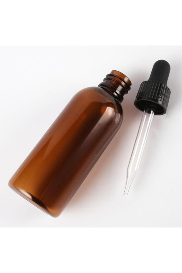 Cam Damlalıklı Boş Esans Yağ Ve Parfümeri Şişesi Hijyenik Kaliteli Kahverengi Şişe 100 Ml 10 Adet - Image 1
