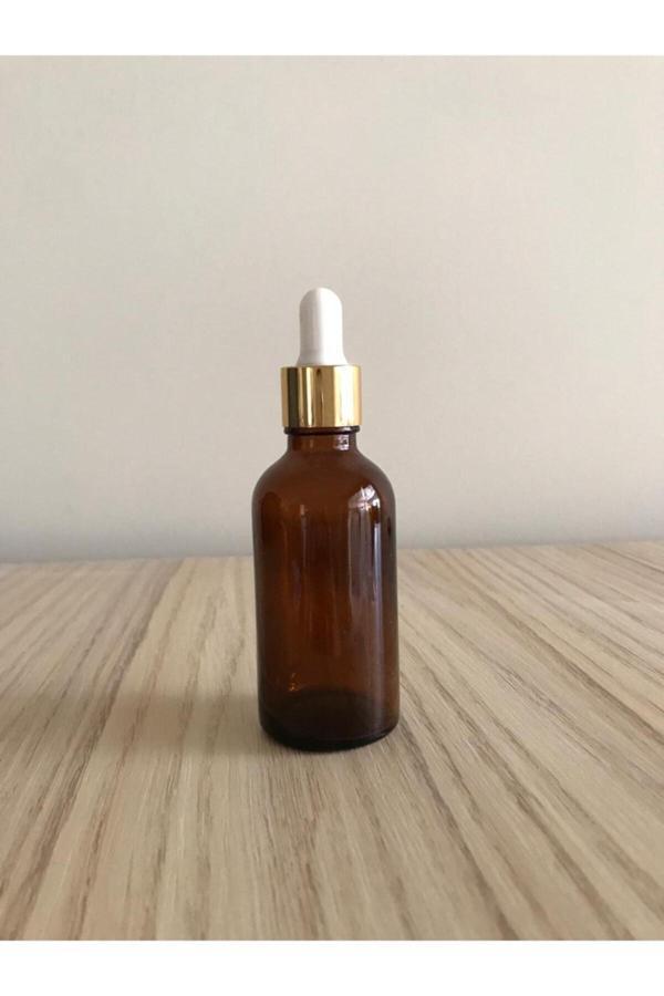 30cc, Ecza Şişesi, Kahverengi Şişe, Cam Şişe, Cam Damlalıklı Şişe, Sarı Kapak,beyaz Emzik,50 Adet - Image 1