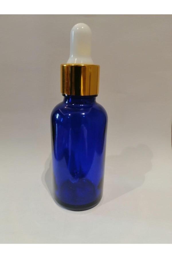 30cc Mavi Cam Damlalıklı Şişe,cam Şişe,sarı Kapak,100 Adet - Image 1