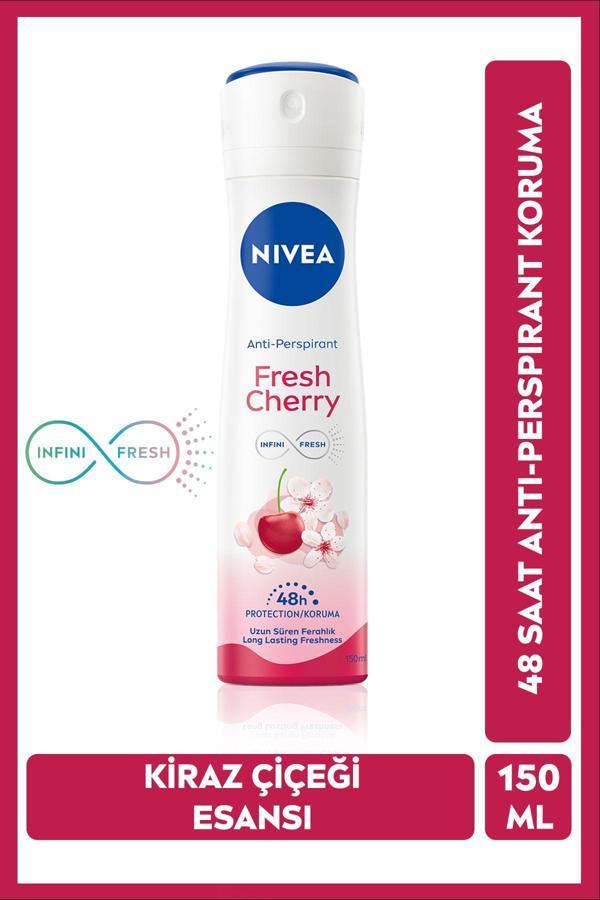 Kadın Sprey Deodorant Fresh Cherry 150ml, Gün Boyu Ferahlık, Kiraz Kokusu, 48 Saat Ter Koruması - Image 1