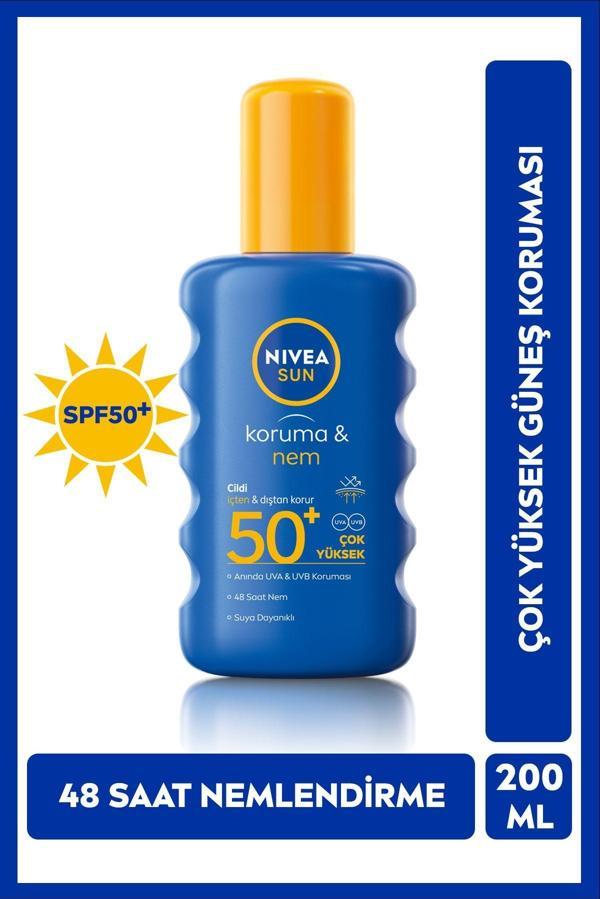 SUN SPF50 Yüksek Güneş Koruyucu ve Nemlendirici Vücut Spreyi 200ml, UVA UVB Koruması, Suya Dayanıklı - Image 1