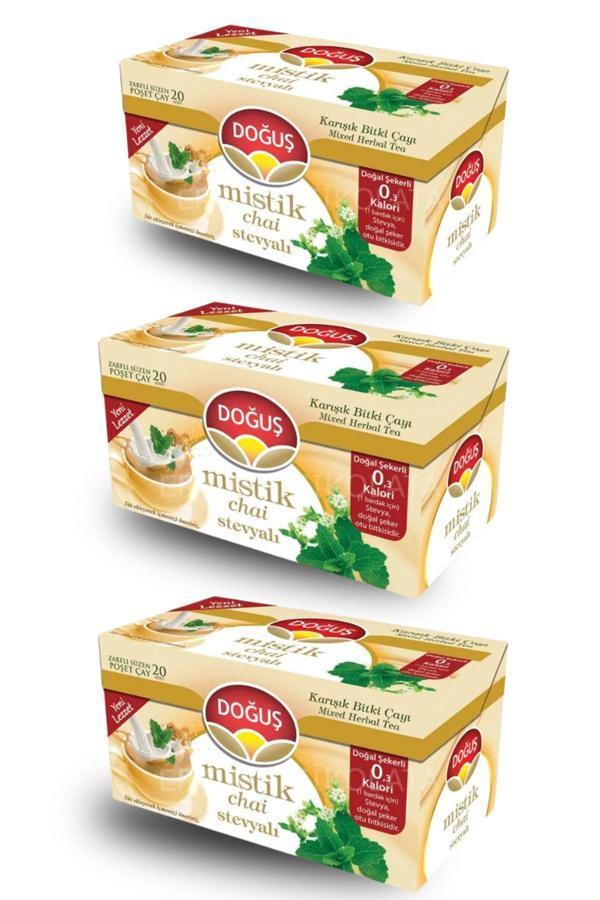 Doğuş Stevyalı Mistik Chai 3 Kutu 20'li Süzen Poşet Sallama Bitki Çayı - Image 1