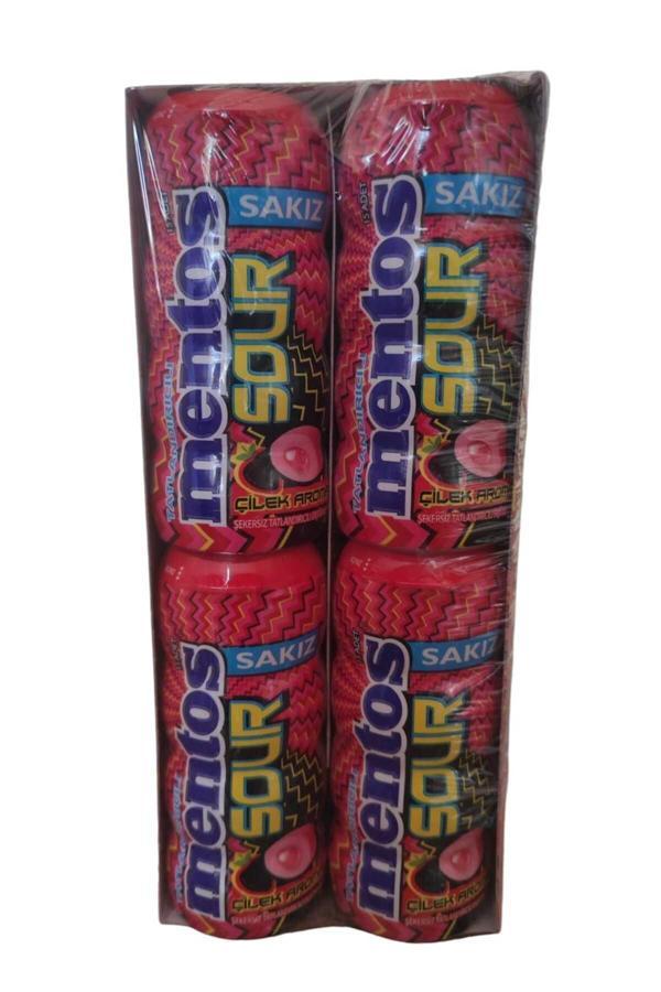 Sour Çilek Aromalı Şekersiz Ekşi Sakız 30 Gr * 12 Adet - Image 1