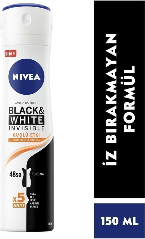 Kadın Sprey Deodorant Black & White Invisible Güçlü Etki 48 Saat Anti-perspirant Koruma 150ml - Image 1