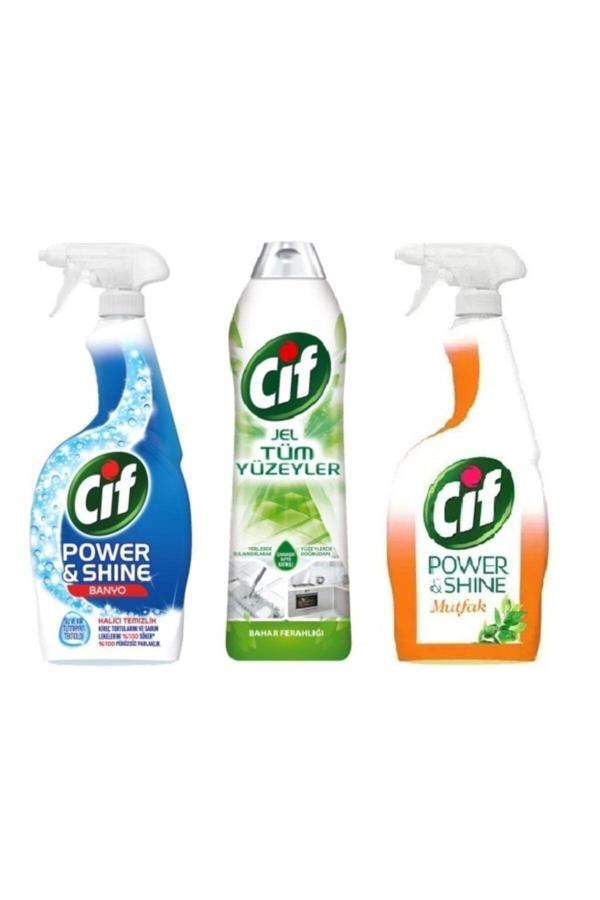 Cıf Sprey Power Mutfak 750ml + Cıf Sprey Power Shıne Banyo 750 Ml + Cıf Jel Yüzey Temizleyici 750ml - Image 1