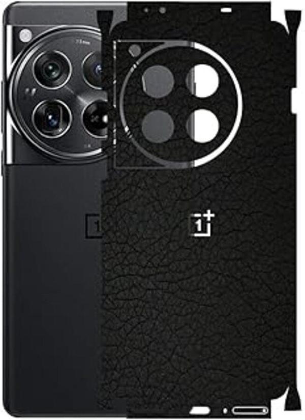 Oneplus 12 ile Uyumlu Deri Desenli Siyah Arka Kaplama - Image 1