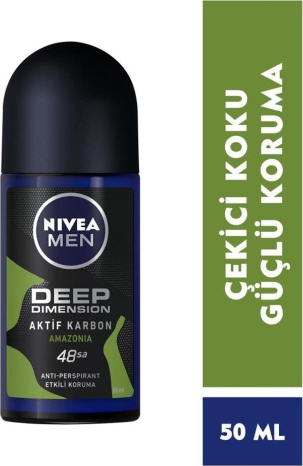 Men Erkek Roll-on Deodorant Deep Dimension Amazonia 50ml, 48 Saat Anti-perspirant Ter Koruması - Image 1