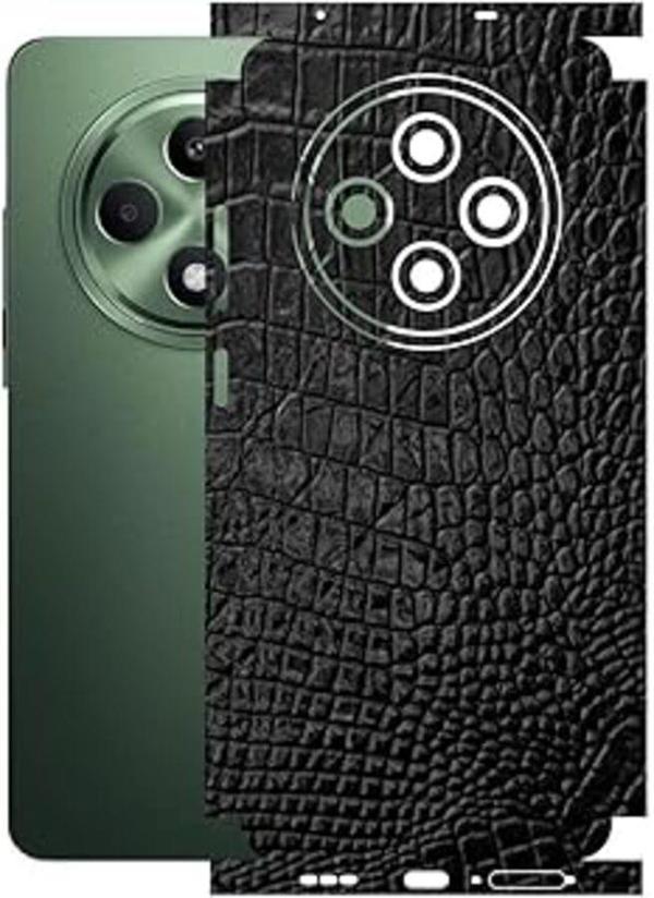 Oppo Reno 11FS ile Uyumlu Deri Desenli Siyah Arka Kaplama - Image 1