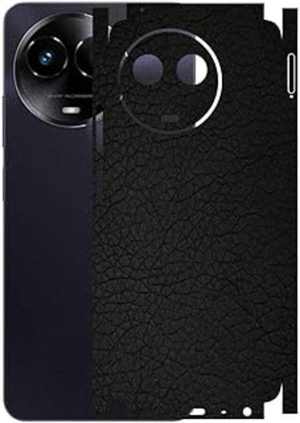 Realme 11 ile Uyumlu Deri Desenli Siyah Arka Kaplama - Image 1
